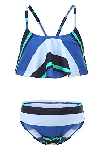 Image of Girls Two Piece Bikini Swimsuits Hawaiian Floral Bathing Suit for Kids Summer Beach Swimwear Set 3-16 Years