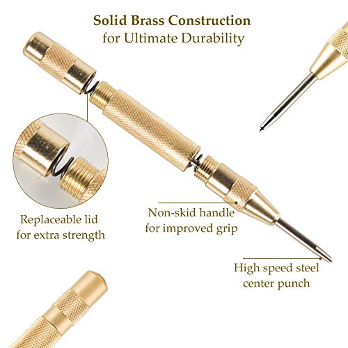 CO-Z HSS 5PCS Titanium Spiral Grooved Step Drill Bit Set with Automatic Center Punch, Unibit Drill Bits Set for Sheet Metal with Aluminum Case, Multiple Hole Stepped up Bits for DIY Lovers