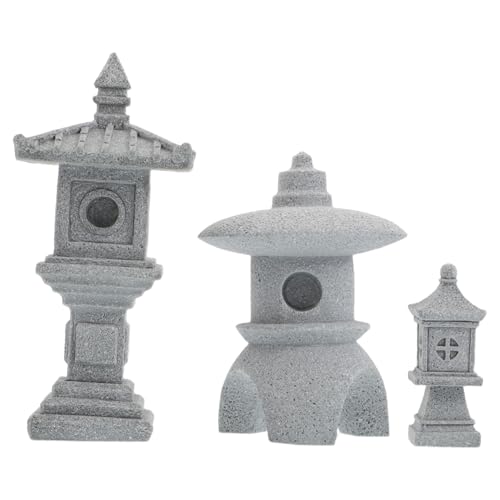 ibasenice 3 Piezas Miniaturas de Pagoda Adornos de Jardín con Faroles para Decoración de Asiáticos y Zen