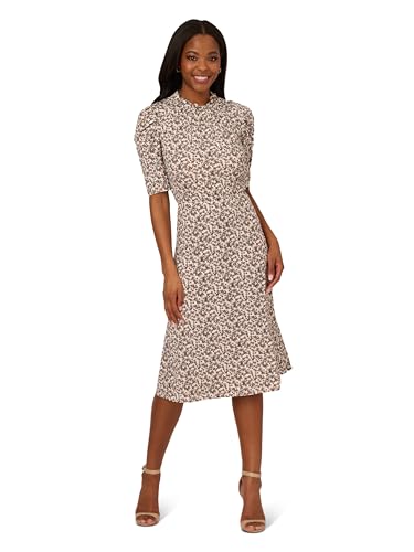 Image of Adrianna Papell Women's Ruffle Neck Short Sleeve Dress