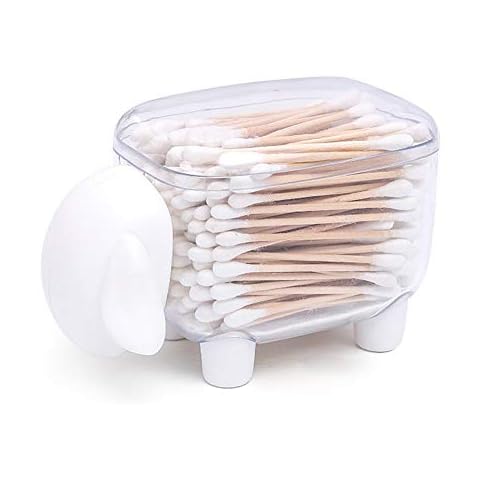 Organizador de hisopos de algodón con cubierta porlik Qtip Holder - oveja blanca Cover