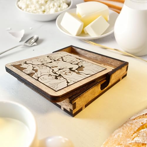 English Bulldog Coaster Set — Bulldog Puzzle Wooden Coasters, Laser-Cut Interlocking Jigsaw Drink Mats, English Bulldog Mom Dad Gift, Bulldog Lover Home Decor, Gift for Bulldog Owners — view 4