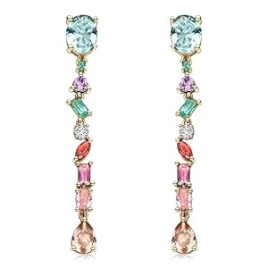 Long Crystal Dangle Earrings for Women Wedding Bridal Colorful Rhinestone Cubic Zirconia Drop Earrings for women Girls Mom Wife