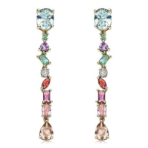 YEPZOKO Long Crystal Dangle Earrings for Women Wedding Bridal Colorful Rhinestone Cubic Zirconia Drop Earrings for women Mom Wife (Multicolor-light) by YEPZOKO - Used condition - US$15.35