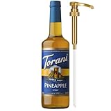 Torani Sugar Free Syrup, Pineapple Flavored Syrup for Drinks, Zero Calorie, Glass Bottle with Pump Included, 25.4 Fl Oz