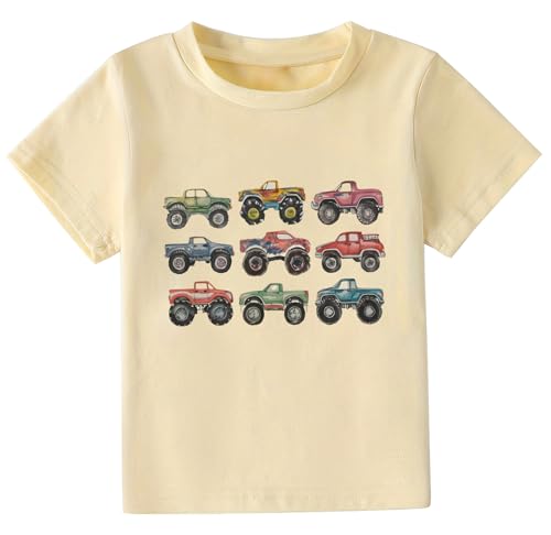 Image of Kids Short Sleeve Tees Toddler Crewneck T-Shirts Boys Girls Dino Raccoon Excavator Silly Goose Flower Girl Tops 2-7 Years