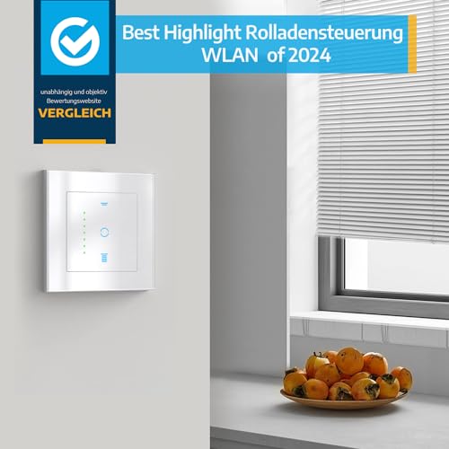 CURRYSMARTER WLAN Rollladenschalter [6Gen] funktioniert mit Alexa,Rollladensteuerung mit Kindersicherung, Rolladen Timer benötigt Nullleiter,Jalousien Schalter kompatibel mit Echo Alexa/Google,80x80mm