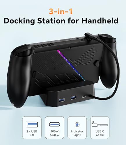 Soporte de carga para ROG Ally X base de TV con puertos USB y USB-C de 100W 4