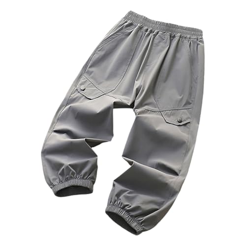 Kids Boys Baggy Cargo Pants Elastic Waist Casual Loose Fit Parachute Pant Fashion Harem Joggers with Pockets Dark Gray