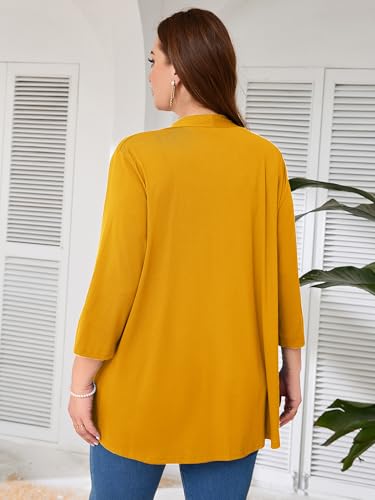 Image of AusLook Women's Plus Size Lightweight Open Front Cardigan 3 /4 Sleeve Cover Ups Shrugs Shawls and Wraps Kimono Jacket Coat