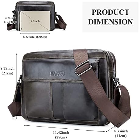 BAIGIO Genuine Leather Shoulder Messenger Bag for Men Horizontal Cross Body Shoulder Satchel Handbag