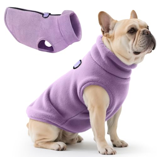 Oslueidy Hundemantel Fleece Hunde Jacken Hund warme Mäntel Winter Haustier Kleidung Hoodies Pullover Jumpsuit Hund Schnee Outfits Weste für kleine mittlere große Hunde XS-XXL (Lila, M)