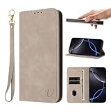 Ugazuisi 兼用 Xperia 10 VII 用の ケース手帳型 同色ストラップ付き 肌触り良いレザー スマホケース マグネット内蔵 全面保護 耐衝撃 耐摩擦 スタンド機能 カードケース 財布型 カード入れ (Xperia 10 VII 対応) ライトグレー