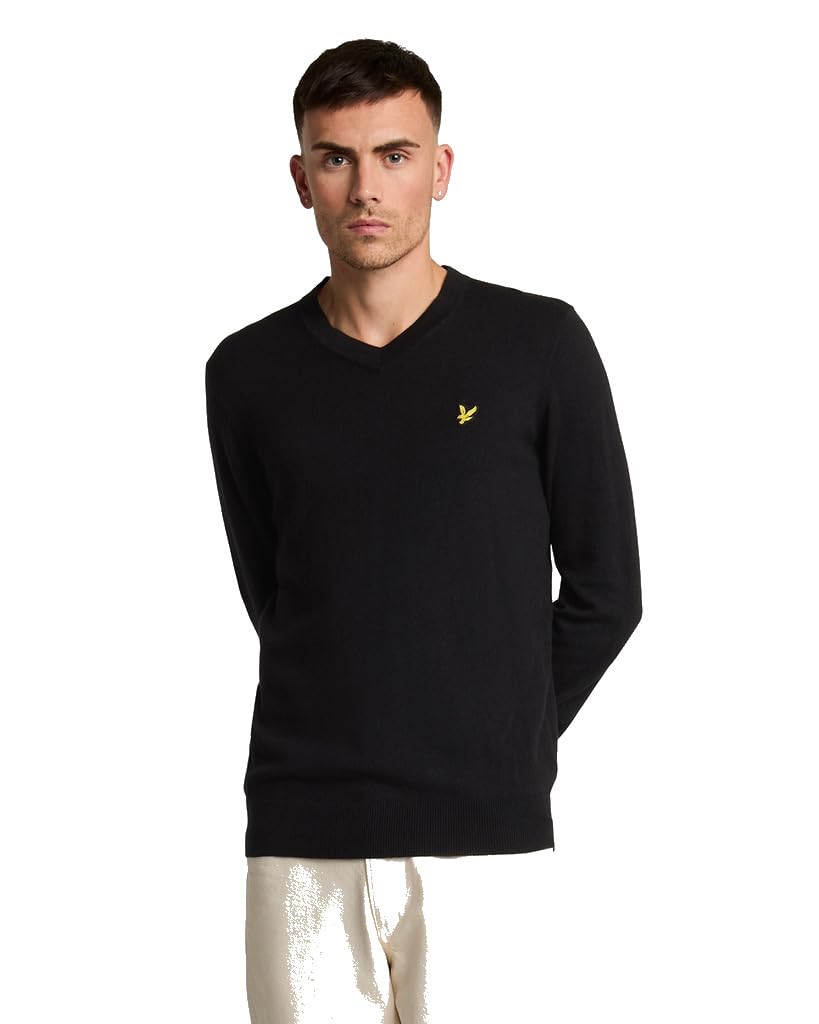 Lyle & Scott Noir Merino Cotton V-Neck Sweater