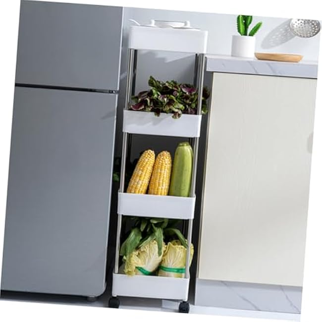 Veemoon Mobile Storage Rack Rolling Cart for Bathroom Kitchen Living Stainless Steel Slide-Out Organizer-S6vvXFtf