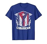 Jaption Dekun Unisex-Youth T-Shirt - Black Cuba Puerto Rico Flag Half Cuban Half Puerto Rican - Small - Classic Fit - Short Sleeve - Crew Neck