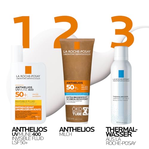 La Roche Posay Sonnenfluid für das Gesicht für zu Sonnenallergie neigende und empfindliche Haut, Mit innovativem UV-Filter Mexoryl 400 LSF 50+, Anthelios Invisible Fluid UVMune 400, 50 ml