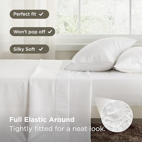 Image of Bedsure Twin XL Sheets Dorm Bedding - 3 Pieces Soft Extra Long Twin Sheets, Breathable & Cooling Bed Sheets Set, Oeko Tex, Easy Care Microfiber for Women, Men, White