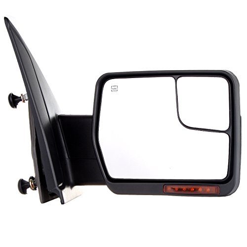 ANGLEWIDE Left Driver and Right Passenger Towing Mirrors Power Adjusted Heated Turn Signal Puddle Light Chrome Housing Compatible for 2004-2014 For Ford F150 1997-1999 For Ford F-250 - Thumbnail 4