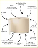 œcolife Bambus Toilettenpapier, 75 Rollen, 3-lagig, Ungebleicht in natürlichem Beige, 180 Blatt pro Rolle, Frei von Kolophonium & Chlor, Nachhaltig & Plastikfrei verpackt