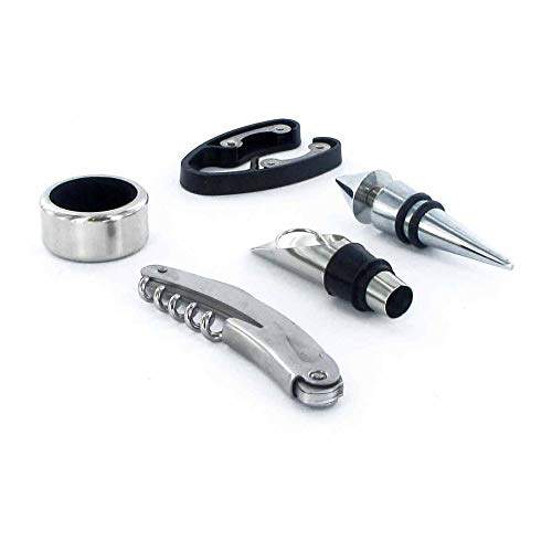 Kit Abridor Tampa de Vinho 5 Peças Garrafa Emborrachada DS-1177