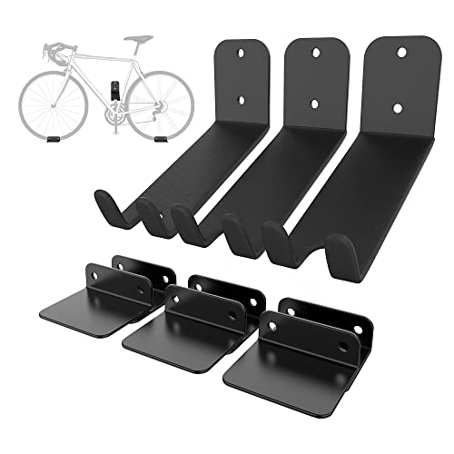 TNINE Bike Rack Wall Mount, Horizontal Storage Pedal Hook for Bicycle, Bike Wall Hanger for Garage Storage,3 Pack