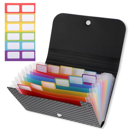 Oruola Coupon Organizer for Purse,Receipt Holder Organizer,7 X 4.7 in Coupon Holder,13 Pockets Receipt Organizer, Receipt Folder with Tabs for Cards Coupons Receipt Tax Item or Changes,Portable Black