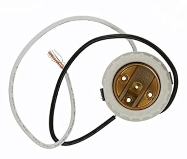 Ubersweet 8876 Incandescent Lampholder, Porcelain, Medium Base, with-Brass Screw Shell, 9-Inch Leads