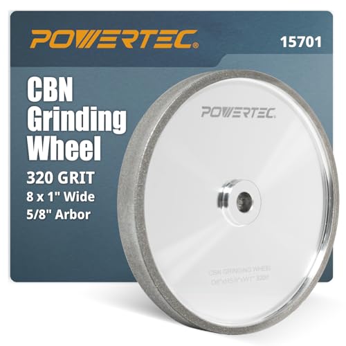 POWERTEC 8in CBN Grinding Wheel 320 Grit, 5/8in Arbor