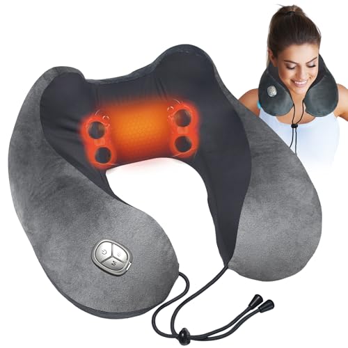 CuPiLo Neck Massager Pillow with Heat - FSA or HSA Eligible,Portable Shiatsu Neck Massage Pain Relief Deep Tissue,Heated Pillow for Travel,Office & Home,Ideal Gift for Her,Him