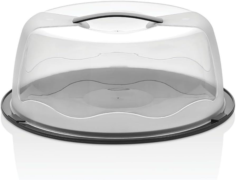 13 Inch Cake Carrier with Locking Lid and Handle, Stylish Big Round Container for Kitchen Storage, BPA Free Stand, Plastic Holder for Transporting, Donuts, Cupcakes, Pies (Gray, Set of 1) - Image 5
