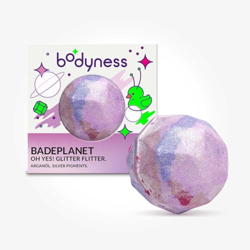 CRAZE BODYNESS Bath Bomb Badeplanet - Bola de baño en forma de planeta, brillante bola de baño para el cuidado de la piel y la relajación con fragancia floral y aceite de argán, 165g