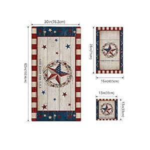 SEVENBABU 3 PCS Towel Set Contains Absorbent Bath Towels 30×60 Hand Towels 16×28 and Wash Cloths 13×13 Patriotic Stars and Primitive Berries on Retro Wooden Plank Soft Towel Sets for Bathroom