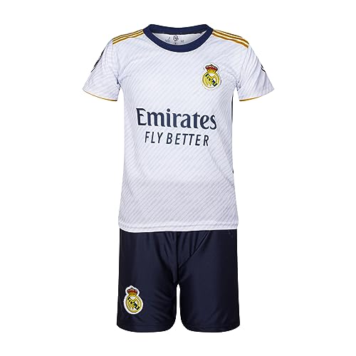 Conjunto Infantil Real Madri Branca Time de Futebol Camisa e Shorts (as2, numeric, numeric_12, regul