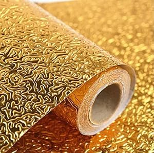 Gwalinath Golden Foil Kitchen Stickers | Oil-Proof Waterproof Self Adhesive Wallpaper | PVC Bathroom Wall Stickers Contact Papers (B0D4MG2565) Amazon Price History, Amazon Price Tracker
