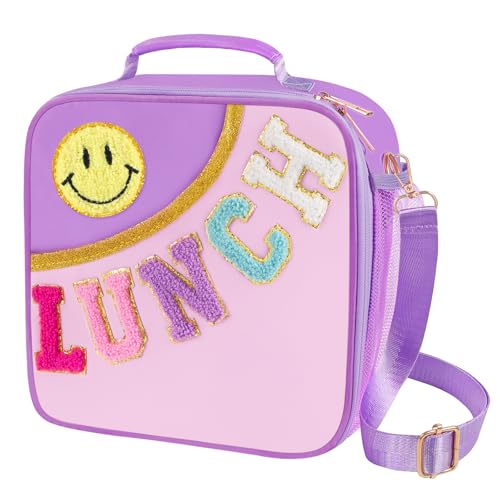 Nsrzua Lunch Bag Kids,Insulated Lunch Bag With Adjustable Shoulder Strap,Reusable Lunch Bag for Kids, Girls,Boys, lunch Bag Women,Preppy Lunch Box for...