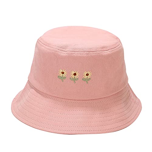 Meideli Bucket Hat Aesthetic Bucket Hats for Teens Girls Aesthetic Hats Embroidery Bucket Hat Pink