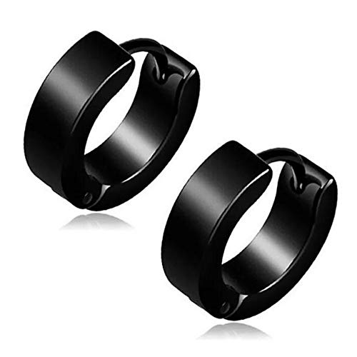 Pendientes de aro negros para hombre con acabado premium Zense ZE0062