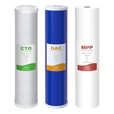 SimPure 3-Stage 20" x 4.5" Whole House Water Filter Cartridge Replacement, 5 Micron Sediment GAC CTO Carbon Filter for DB20P, DGD-5005-20, EP20-BB