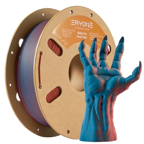 ERYONE Matte PLA Filament 1.75mm, 3D Printer PLA Matte Filament, +/-0.03mm, 1kg (2.2lbs)/Spool,Dual Matte Teal & Burnt Orange