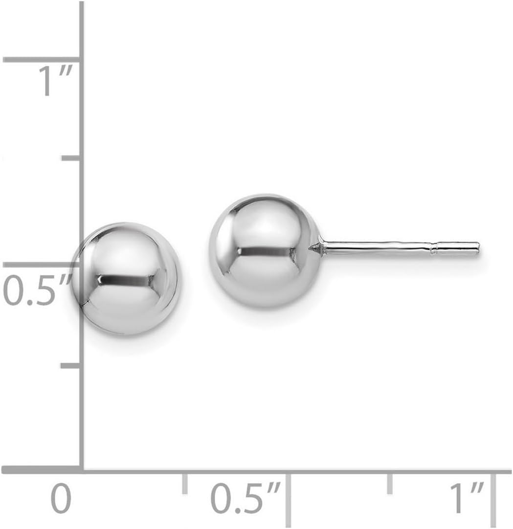 925 Sterling Silver Polished Ball Post Earrings 7x7mm Wide Ball Earring for Women