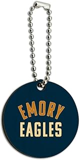 GRAPHICS & MORE Emory University Eagles Logo Wood Wooden Round Keychain Key Chain Ring