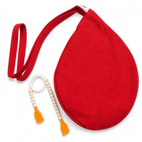 Image of Original Pure Cotton Gomukhi Japa Mala Bag /Chanting Bag or Beads Bag /Jholi /Thole with Zip Pocket and Sakshi Mala Counter (Red)