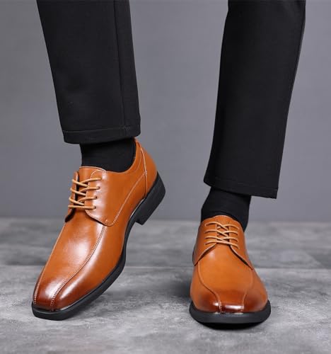 DADAWEN Men's Square Toe Business Dress Shoes Classic Lace Up Formal Oxford Shoes2