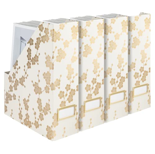 BLU MONACO Caixas de armazenamento decorativas dobr&aacute;veis para mesa conjunto de 4 com padr&atilde;o floral...