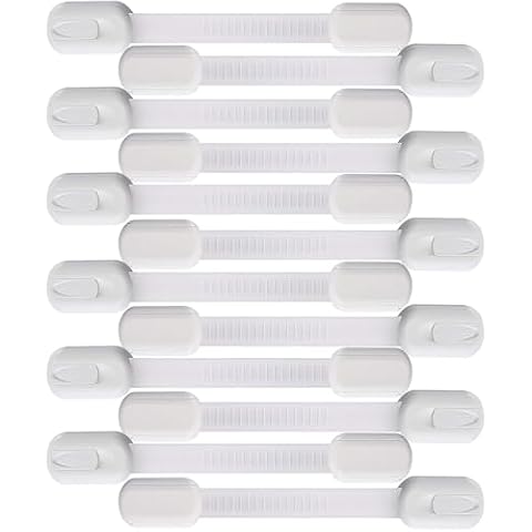 Eco-Baby Safety Cabinet Proofing for Babies - 3M Adhesive Baby Proofing Straps, Refrigerator Lock Straps, Child Proof Locks for Cabinet, Toilet Seat, Cupboard,Door with Easy Installation (12 Pack) Cover