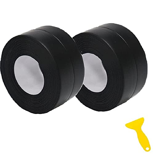 Image of Black Bath Sealant Strip, Shower Sealant, Bath Seal Caulk Tape,Shower Tile Sealer Adhesive sealant,Caulk Tape for Bath & Kitchen (2 Roll Black)
