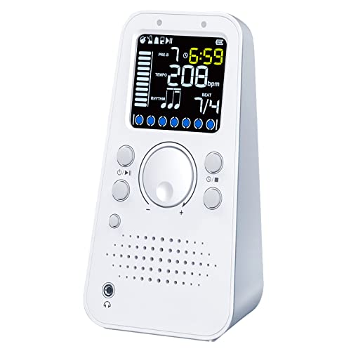 Pogolab Digital Metronome, Electronic Lcd Universal Metronome, Rechargeable, With Timer, Beat Speed Adjustable, 4 Different Voice, For Guitar, Piano, Drum, Violin & Other Instruments (White) #TOP15