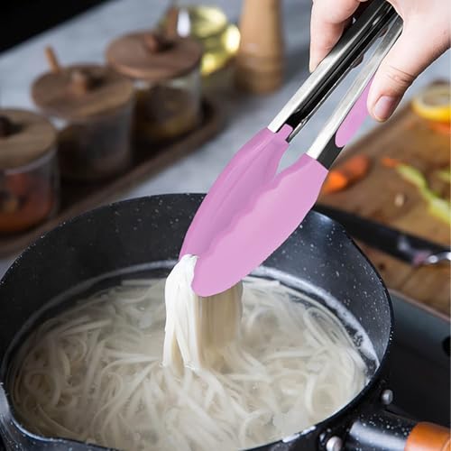 Image of Premium Steel and Siliconel Heat Resistant Kitchen Tongs for Cooking | Non Scratch Silicone Tip for Pans,Air Fryer,Barbeque, Serving | 10 inch - 230C Heat-Resistant (Pack of 01) (of White)