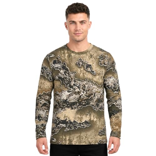 Authentic Realtree Excape Camouflage Long Sleeve Tee - Scent Control Technology | UPF 30 Protection | Unisex Adult | Crewneck Cotton Blend Shirt